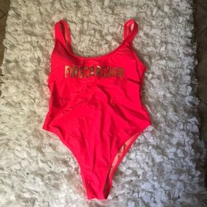 Hot pink one piece swimsuit